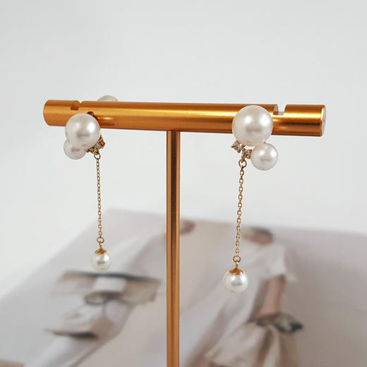 【天然正品】AU750黄金镶钻镶天然近完美约5.1-7.5MM Akoya海水珍珠流苏耳坠女士现售价：1380特价！110325NJM32 商品图2