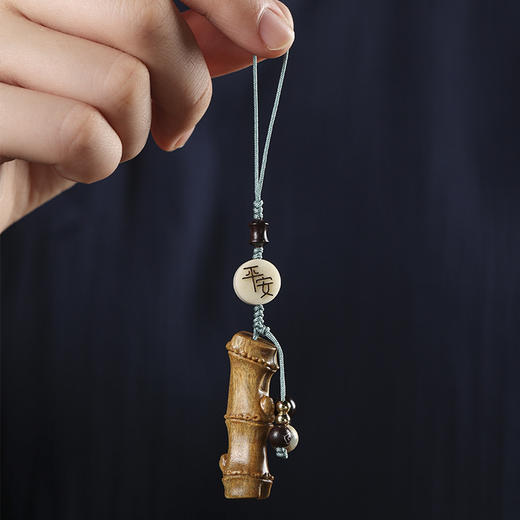 【敦煌节节高檀木小挂件】檀木雕竹节  创意复古手机挂 包包装饰挂件钥匙扣 商品图1