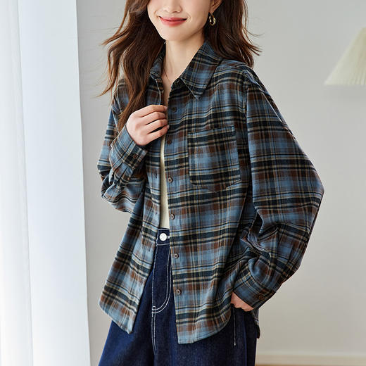 蓝色格子衬衫 商品图1