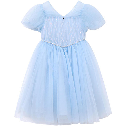 笛莎Deesha 童装女童连衣裙2025夏新款女童甜美泡泡袖亮片网纱礼服裙 商品图4