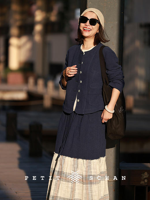 PETIT SCHAN小闪 CLO#765 flying wind 风掀 棉麻松紧腰法式文艺拼接伞裙 商品图3