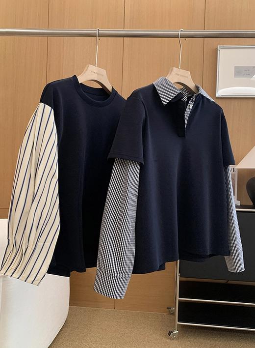 小众品牌假两件POLO英伦风百搭T衫 商品图0