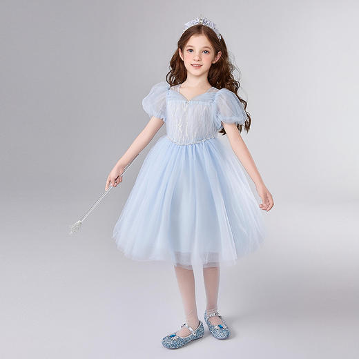 笛莎Deesha 童装女童连衣裙2025夏新款女童甜美泡泡袖亮片网纱礼服裙 商品图2