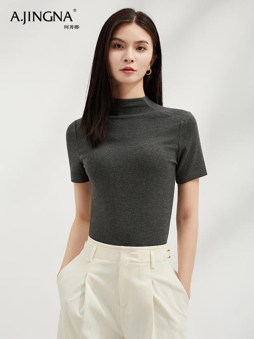 【至简舒适】阿菁娜气质立领高级感法式短袖上衣F30C302016 商品图4