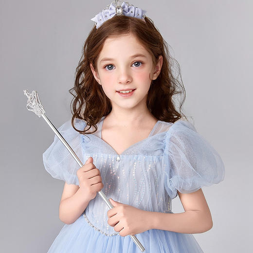 笛莎Deesha 童装女童连衣裙2025夏新款女童甜美泡泡袖亮片网纱礼服裙 商品图3