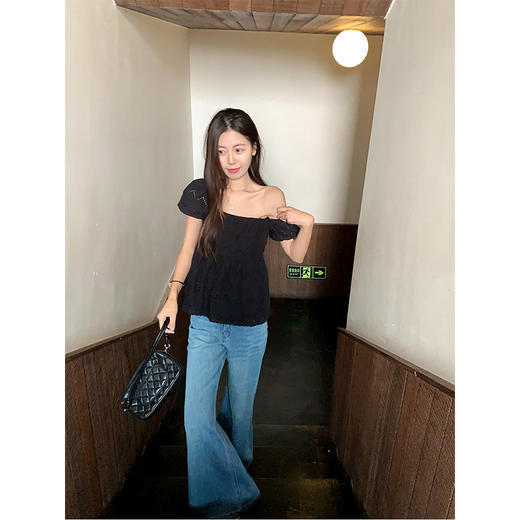 <曾小咸推荐>法式浪漫黑色镂空衬衫 商品图3