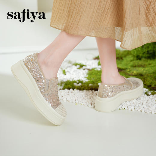 Safiya/索菲娅2025春夏百搭懒人编织透气亮片蕾丝渔夫鞋 SFD1112257 商品图3