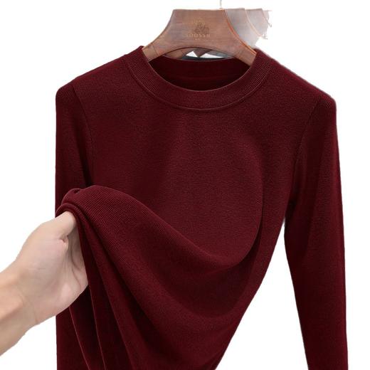 丁摩 长袖T恤女春新品可外穿美利奴绵羊毛圆领收腰修身打底衫内搭5ZF-R6814 商品图4