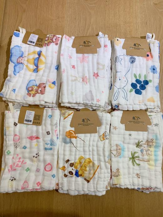 松植屋全棉纱布高密印花童巾洗脸洗澡巾长方巾3条组合装 商品图3