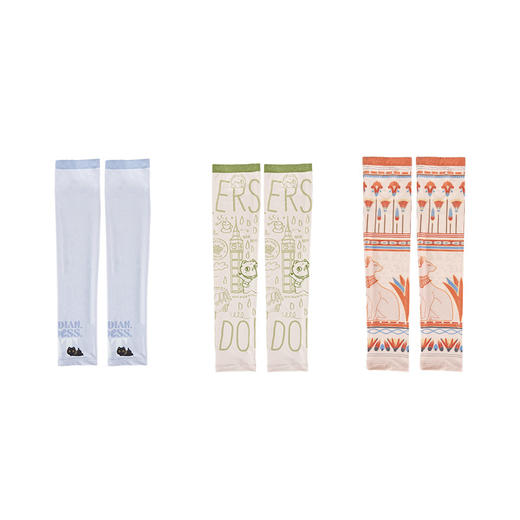 大英博物馆 巴斯特系列萌猫遮阳防护袖套 蓝色 绿色 埃及莲花纹遮阳防护袖套 商品图4