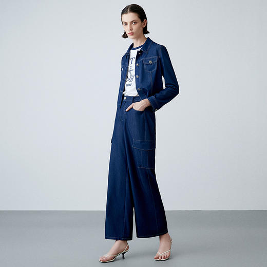 EITIE爱特爱夏新款气质复古通勤显瘦百搭宽松直筒牛仔外套7803502 商品图1