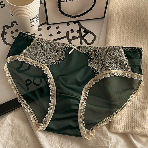 【69.9抢5条装❗法式宫廷冰丝内裤】有颜值有舒适，上身完全0束縛感，女网纱中腰蝴蝶结纯棉裆女士三角裤女QQ 商品图5