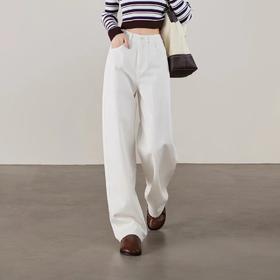 轩齐显瘦白色牛仔裤，98%棉亲肤舒适，直筒版型自带P腿效果（下单3-5天内发货）