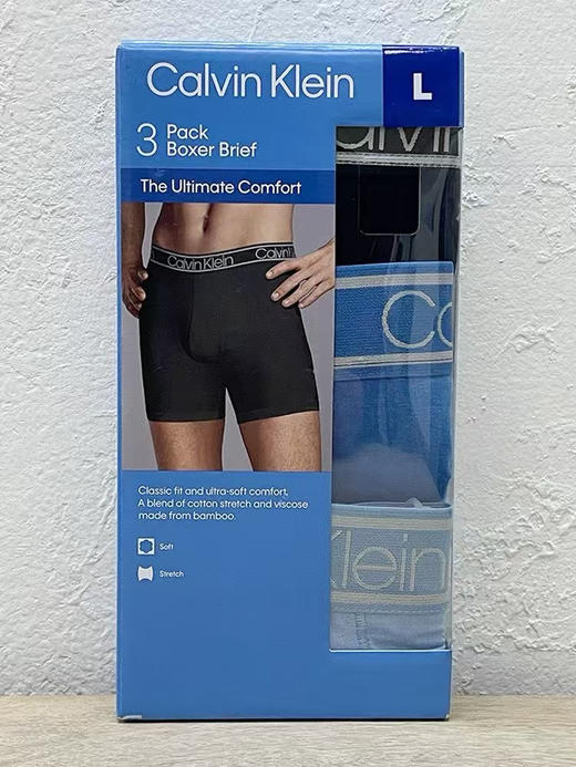 正品蓝盒长款-CalvinKlein 男款内裤
颜色：黑蓝灰
材质：66%人造棉+29%棉+5%弹性纤维
尺码：SMLXL 商品图2