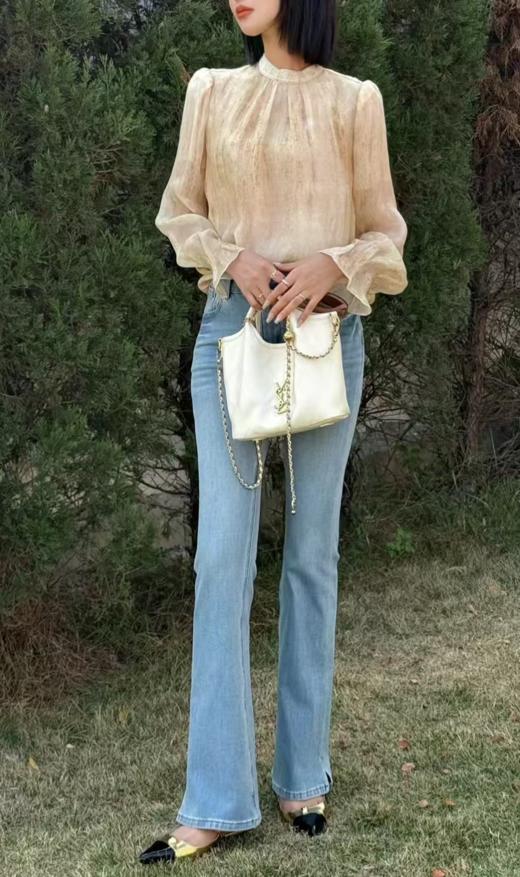 QG1645#高级范喇叭袖圆领衬衫 商品图1