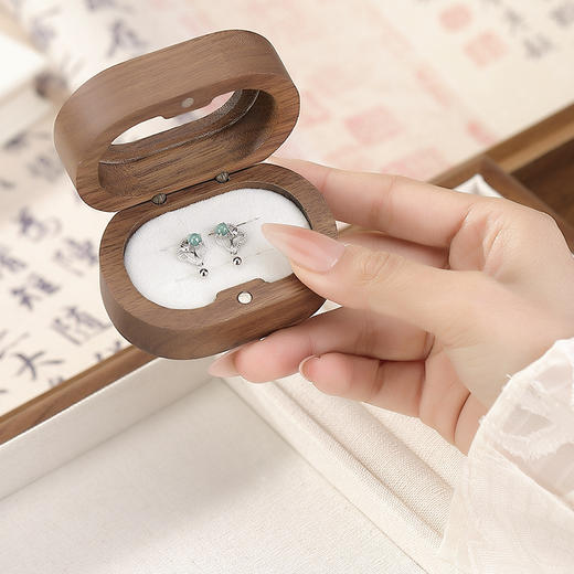 【朝华春露】S925纯银蓝水翡翠郁金香圆珠耳钉【CW-ED03770】 商品图2