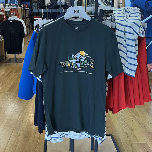 HE**Y H**SEN/海*汉*森 F2F 男士有机棉纯色印花圆领短袖T恤 商品图0