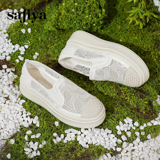 预售10天|Safiya/索菲娅2025春夏百搭懒人编织透气亮片蕾丝渔夫鞋 SFD1112258 商品图6