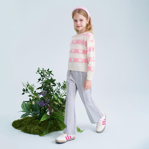 mettekids儿童100%羊绒衫2025春季新款女童条纹爱心毛衣针织童装 商品图4