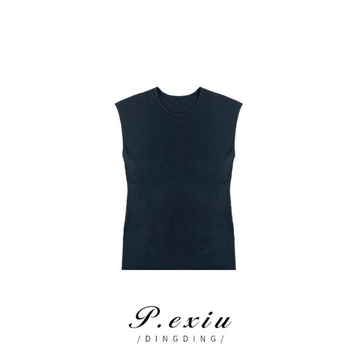 04-2潘依绣丁丁宠粉PanYiXiu/潘依绣超细羊毛极简风无袖气质针织背心 ZZ0139 商品图0