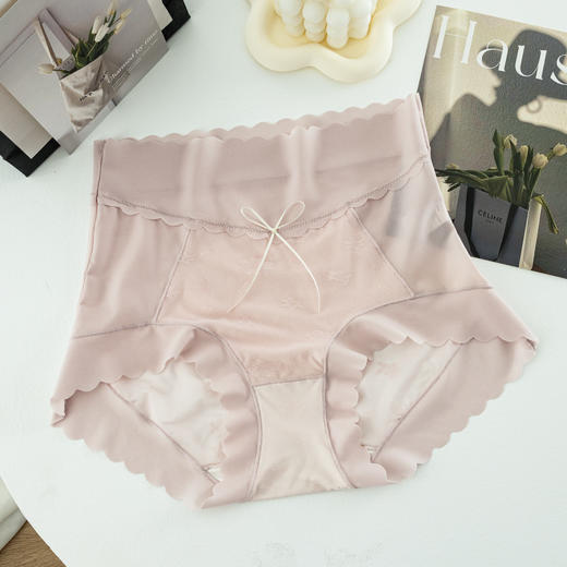【3条装❗️超薄高腰性感内裤】凉感冰丝，至轻至薄至裸感，温柔呵护！无痕内裤女高腰网纱半透明提花性感桑蚕丝抗jun裆女士三角裤头夏季 商品图4