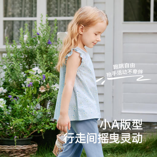 英氏儿童背心夏季透气可爱女童碎花背心吊带百搭T恤裙2025新款 商品图2