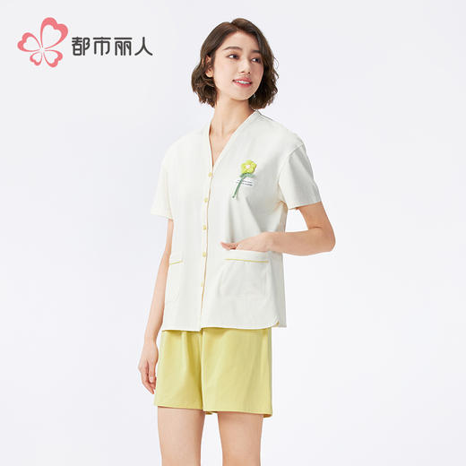 都市丽人生活家居女士棉质短袖套装薄40支TC拉架短袖类LHH1D5 商品图2