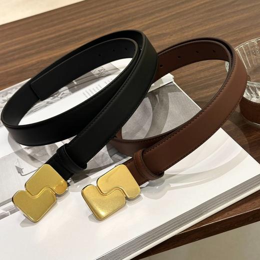 预售 So*ur法式极简金扣皮带小牛皮腰带 标志扣时尚满分 商品图0