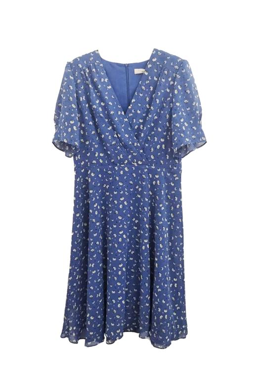 VIVIAN LIU薇薇安刘TD2434116夏女装新款时尚V领蓝底印花连衣裙 商品图5