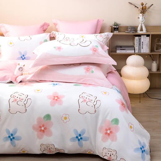 多喜爱 萌趣卡通全棉斜纹四件套 卡皮巴拉/快乐小狗/甜梦花园/快乐池塘hl  斜纹织造 100%棉 双面设计 宽边枕套设计 商品图10
