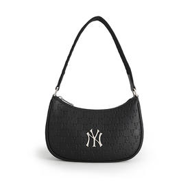 【品牌授权】扫码验证 韩国MLB 暗纹满标腋下包奶-油色 黑色 新款老花满印休闲时尚运动背包单肩学生书包 3ABQS022N