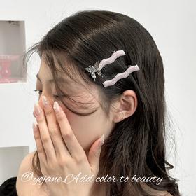 【高颜值韩系ins一字夹】yojane韩系侧边刘海发夹女，前额头饰夏天蝴蝶亮晶晶对夹BB夹一字夹QQ