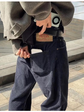 P.R.D 灯芯绒水洗巴黎扣小直筒休闲裤 XXK187