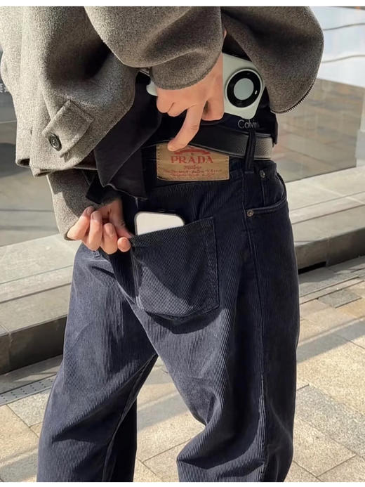 P.R.D 灯芯绒水洗巴黎扣小直筒休闲裤 XXK187 商品图0