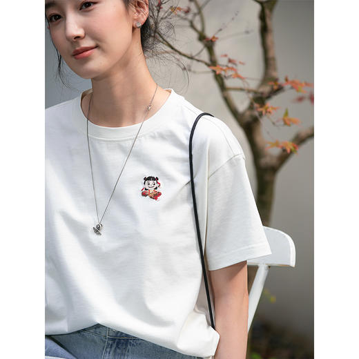 牧衣游原创哪吒刺绣纯棉T恤短袖限量福利款 今朝【不支持会员折】 商品图1