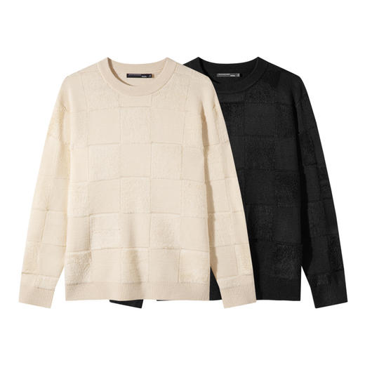 GXG男装  秋冬热卖纯色方格男士休闲柔软毛衫男针织衫 商品图4