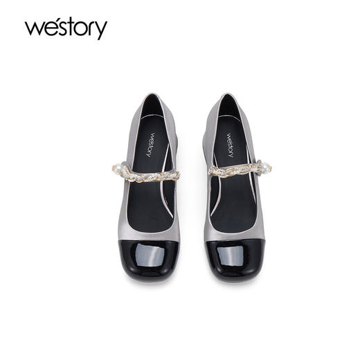 westory秋季新款时尚优雅单鞋玛丽珍低跟单鞋女W24CE75061 商品图1