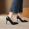 阿么手工女鞋时尚高级亮面高跟气质工作鞋女新款裸色高跟鞋8.5CM 商品缩略图2
