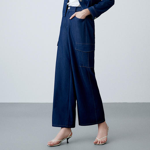 EITIE爱特爱夏季新款时尚休闲通勤百搭显瘦直筒阔腿牛仔裤女7805504 商品图2