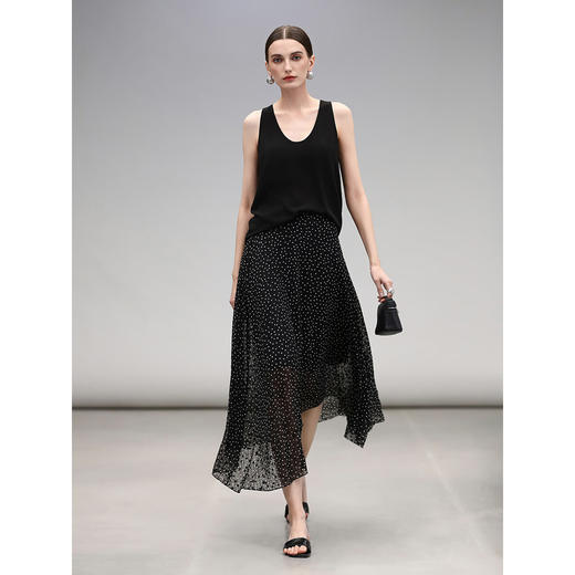 COCOBELLA法式肌理感波点半身裙夏不规则下摆气质长裙HS7072 商品图3