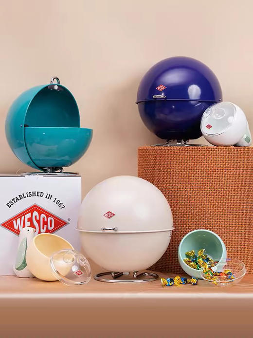 WESCO迷你宝家用高颜值桌面垃圾桶金属储物罐糖果迷你收纳盒 商品图0