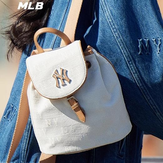 【品牌授权】扫码验证 韩国MLB 复古老花小背包-黑色 深奶油色 双肩包女新款休闲时尚运动背包单肩学生书包 3ABKS014N 商品图1