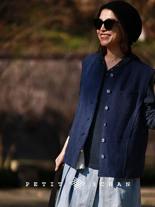 PETIT SCHAN小闪 CLO#764 outline 似廓 棉麻H型法式自然感毛边马甲 商品图0