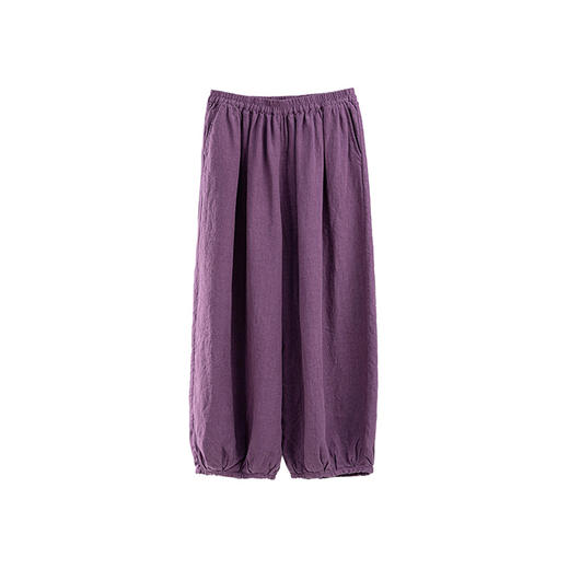绽放099朵/小灯笼休闲裤春夏新款重磅皱纹砂洗亚麻灯笼裤文艺长裤 商品图4
