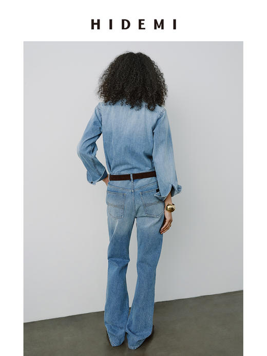 HIDEMI都市单宁系列多重水洗做旧感极简口袋设计感牛仔衬衫 商品图7