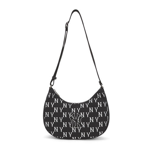 【品牌授权】扫码验证 韩国MLB 钻石老花腋下包-黑色 棕色女新款老花 奶油色 时尚运动背包单肩学生书包  3ABQL023N 商品图1