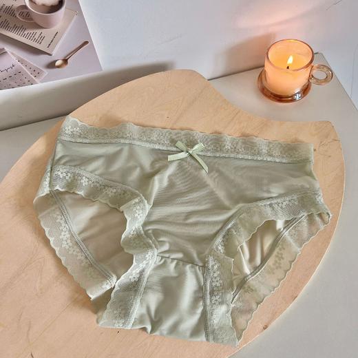 【3条装❗超薄奶油色系内裤】裸感轻盈自在呼吸，裆部采用100%的纯棉面料裤，夏季无痕女生中腰薄款蕾丝边三角裤QQ 商品图6
