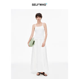 SELFWHO莱赛尔混纺针织拼接吊带裙女2025夏季坑条修身显瘦连衣裙