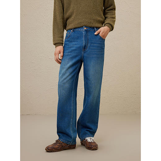 GXG男装 秋季热卖GXG水洗牛仔裤直筒长裤男休闲简约裤子 商品图2