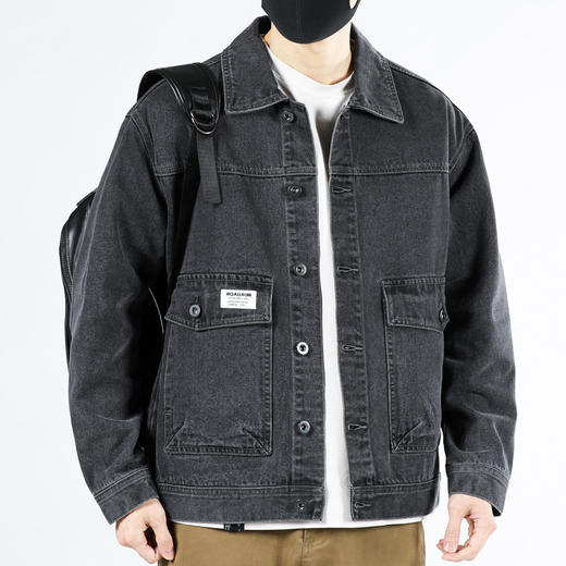 红览 牛仔外套男士宽松潮牌帅气牛仔衣纯棉男工装夹克 商品图1